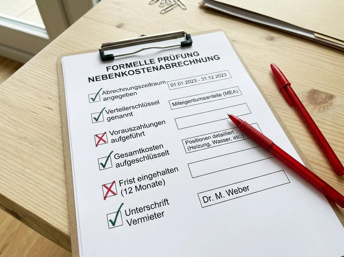 Formelle Fehler in der Nebenkostenabrechnung - fehlende Pflichtangaben machen die Abrechnung unwirksam
