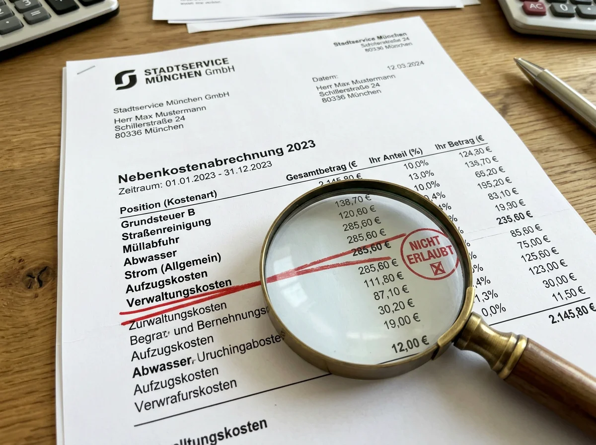 Verwaltungskosten in der Nebenkostenabrechnung - nicht umlagefähige Posten erkennen