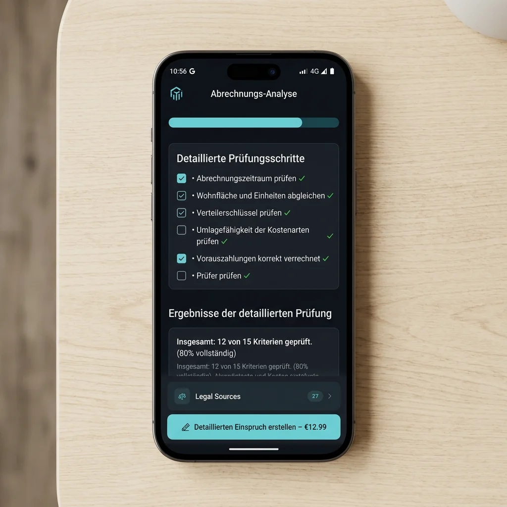 Schritt 2: KI prüft jeden Posten der Nebenkostenabrechnung